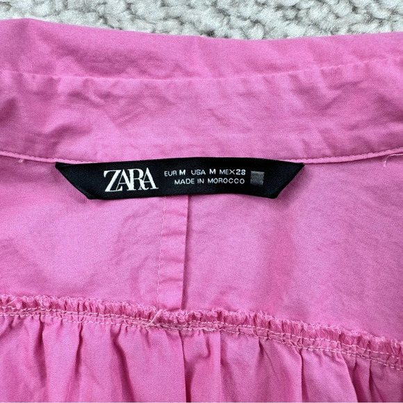 Zara Barbie Pink Short Dress. Poplin Mini Shirt Dress. Medium - Picture 4 of 12